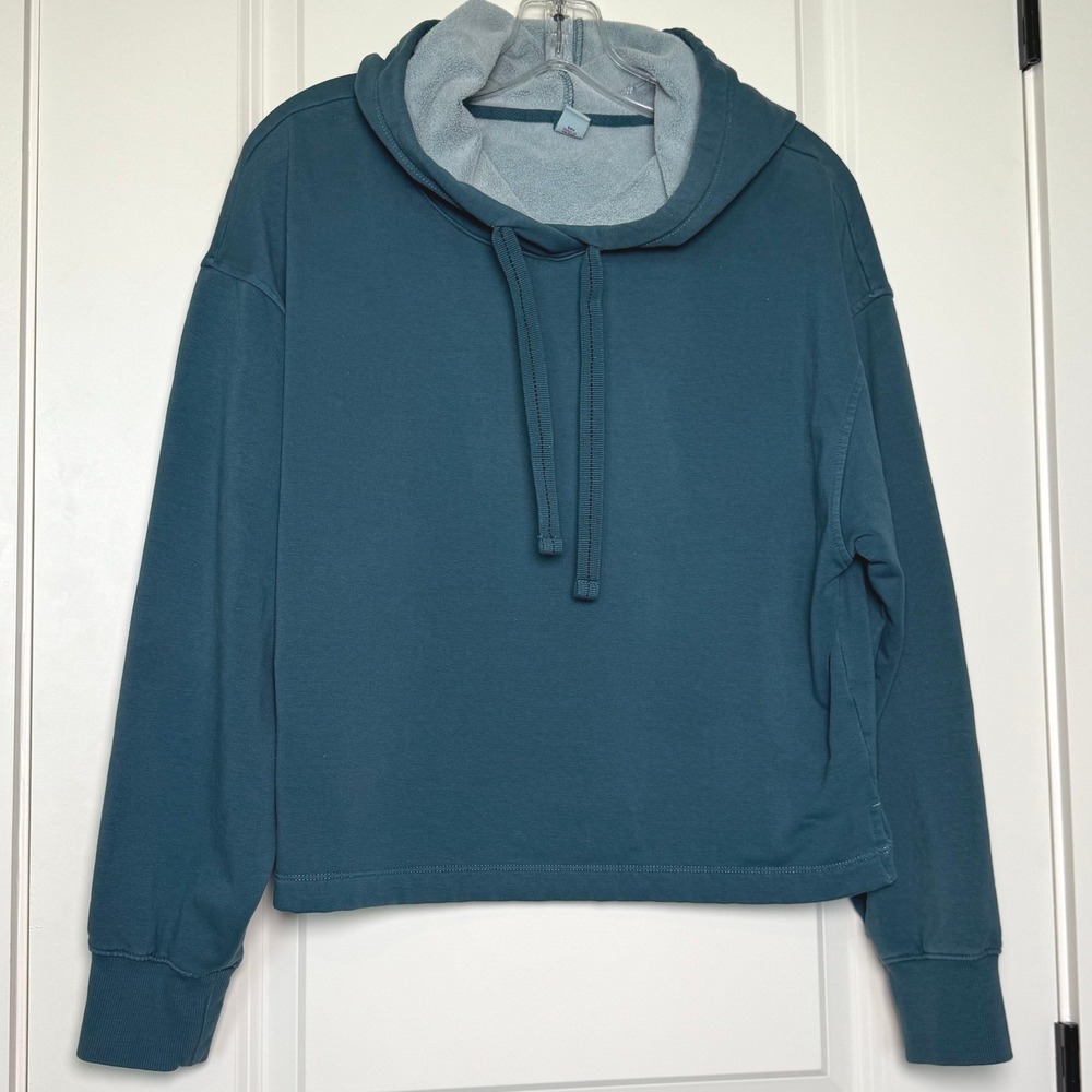 Old Navy Womens Emerald Isle Teal Blue Fleece Cropped Hoodie Size M 426764-06